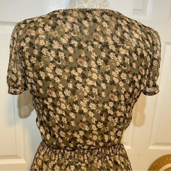 Esprit Urban Casual Floral Flare Midi Dress V-neck Boho Sheer Sleeves Lined 6 - Picture 5 of 16